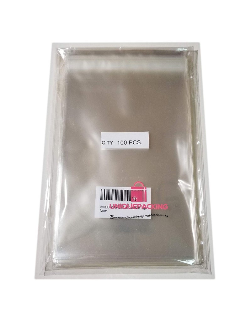 UNIQUEPACKING 500 Pcs 5 5/8 X 8 1/4 Clear A8+ Card Resealable Cello/Cellophane Bags (Fit A8 Card w/Envelope) - Image 1